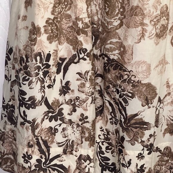 Lands' End Canvas 100% Cotton Poplin Midi Cream & Brown Floral Petite Size 2 EUC - Picture 14 of 16